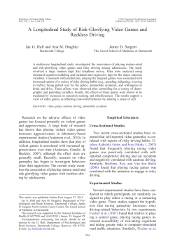 A Longitudinal Study of Risk-Glorifying Video Games and Reckless