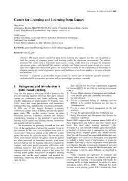 Games for Learning and Learning from Games