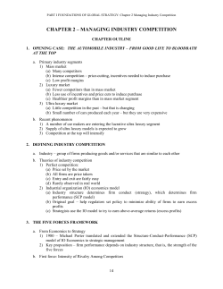 CHAPTER 2 &ndash; MANAGING INDUSTRY COMPETITION