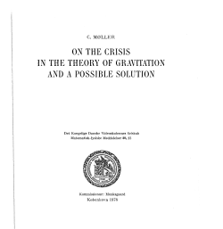 on the crisis in the theory of gravitation and a possible solution