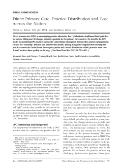 Direct Primary Care: Practice Distribution and Cost Across the Nation