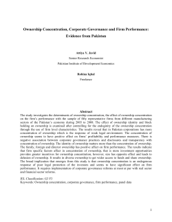 Ownership Concentration, Corporate Governance and Firm
