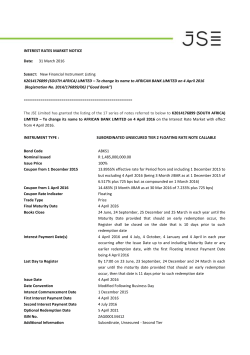 INTEREST RATES MARKET NOTICE Date: 31 March 2016 Subject