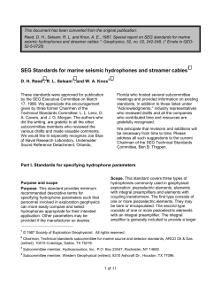 SEG Standards for marine seismic hydrophones and streamer