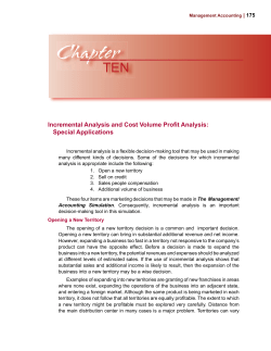 Incremental Analysis and Cost Volume Profit Analysis: Special