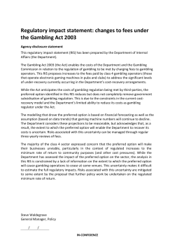 changes to fees under the Gambling Act 2003