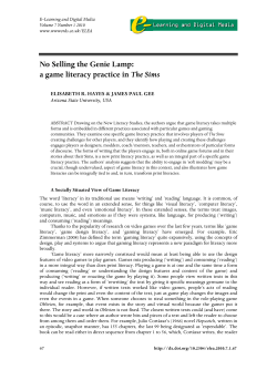 No Selling the Genie Lamp: a game literacy practice in