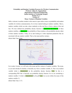 Probability and Random Variables/Processes for Wireless