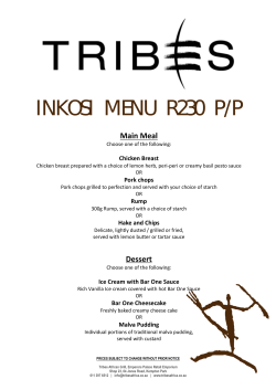 inkosi menu r230 p/p - Tribes African Grill Steak House