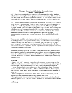 Manager, Alumni and Stakeholder Communications Alumni