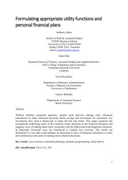 Formulating appropriate utility functions and personal financial plans