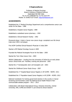 Raghunadharao Digumarti - India Cancer Research Database