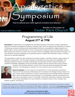 Description: Programming of Life highlights the informational