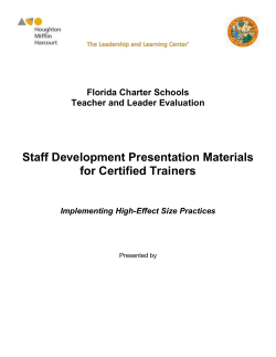 High-Effect Strategies - Florida Charter School Evaluation Site