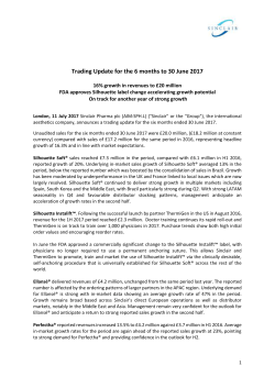 Trading Update for the 6 months to 30 June 2017