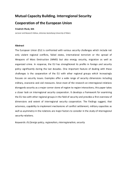 Mutual Capacity Building. Interregional Security Cooperation of the