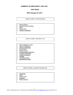 summary of mechanics` lien law