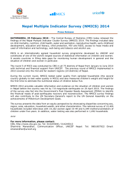 Nepal Multiple Indicator Survey (NMICS) 2014