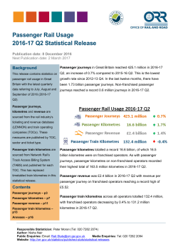 Passenger Rail Usage 2016-17 Q2