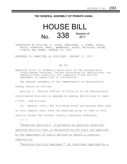 PRINTER`S NO. 293 THE GENERAL ASSEMBLY OF