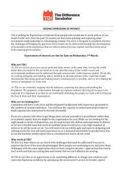 SEEKING EXPRESSIONS OF INTEREST TDi is looking for