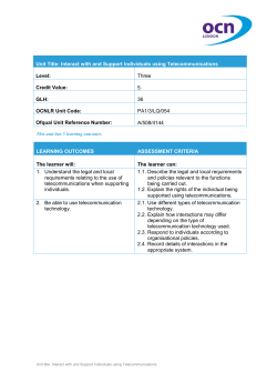 Unit Title: Interact with and Support Individuals using