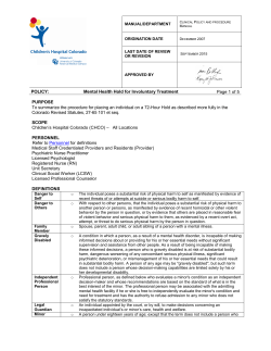 Mental Health Hold for Involuntary Treatment