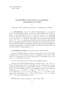 Irreducibility of the iterates of a quadratic polynomial over a field