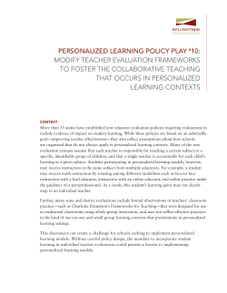 PERSONALIZED LEARNING POLICY PLAY #10: MODIFY