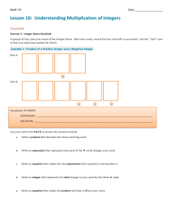Lesson 10: Understanding Multiplication of Integers