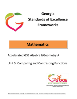 standards addressed in this unit - Georgia Mathematics Educator
