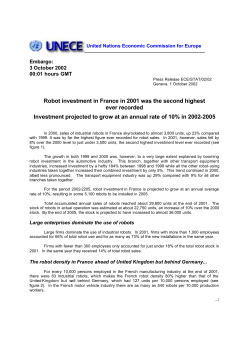 Robot investment in France in 2001 was the second highest