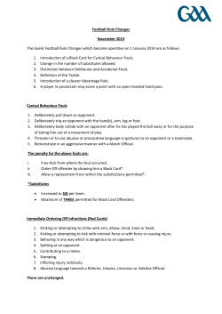 Football Rule Changes November 2013 The Gaelic