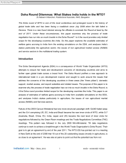 Doha Round Dilemmas: What Stakes India holds in