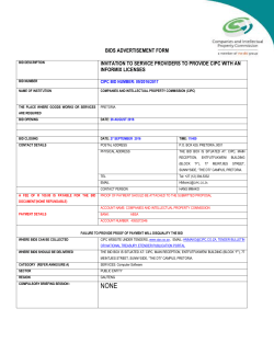 Open bid: Request for Bids/Proposal: BID NUMBER: CIPC/ICT6