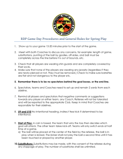 RDP Game Day Procedures and General Rules for Spring Play
