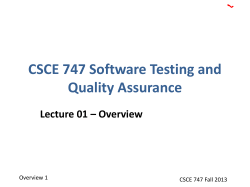 CSCE 747 Software Testing and Quality Assurance
