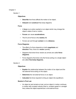 Chapter 4 Section 1 Objectives Describe how force affects the
