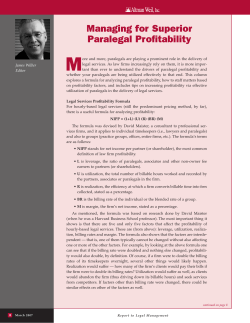 Managing for Superior Paralegal Profitability