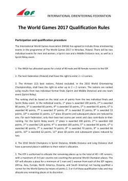 The World Games 2017 Qualification Rules