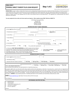 2016-2017 FEDERAL DIRECT PARENT PLUS LOAN REQUEST