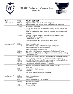 MCI 125th Anniversary Weekend Event Schedule