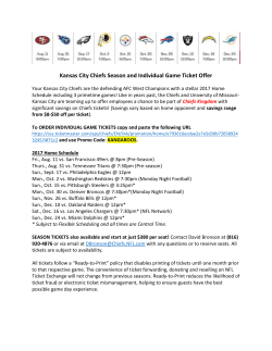 Kansas City Chiefs Season and Individual Game Ticket Offer