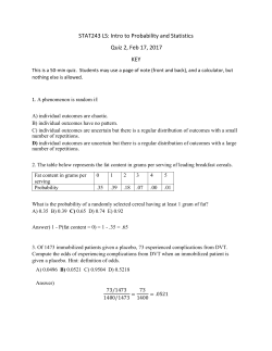 STAT243 LS: Intro to Probability and Statistics Quiz 2, Feb 17