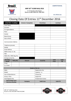 42ND K1000 RALLY 2016 Entry Form