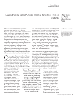 Deconstructing School Choice: Problem Schools or Problem