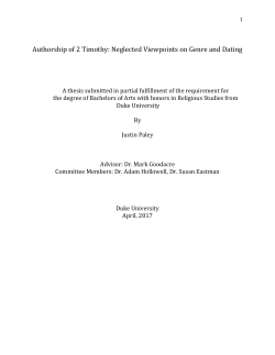 Part Two An Evaluation of 2 Timothy: Dating, Genre