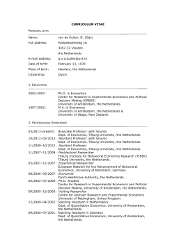 Curriculum Vitae - Gijs van de Kuilen