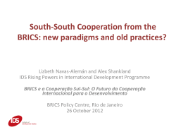 The IDS BRICS Initiative An overview
