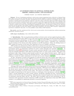 AN INTRODUCTION TO OPTIMAL POWER FLOW: THEORY